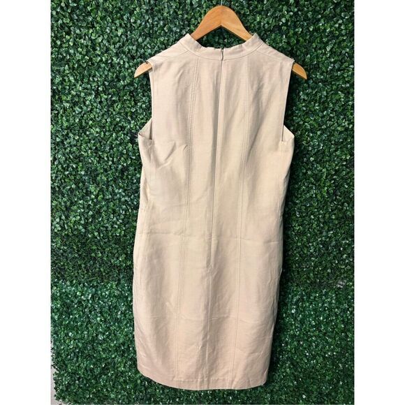 AKRIS Tan And Gold Dress Sz 8 Silk - Picture 2 of 5